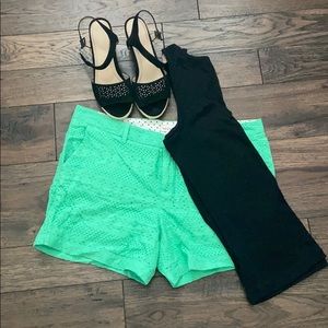 Green eyelet shorts